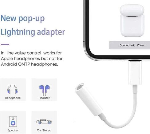 [Apple MFi Certified]2 Pack iPhone Headphone Adapter,Lightning to 3.5 mm Headphone/Earphones Dongle Jack Adapter Audio Aux Cable Converter Compatible with iPhone14 13 12 11 XS XR X 8 7 Support All iOS in Saudi Arabia