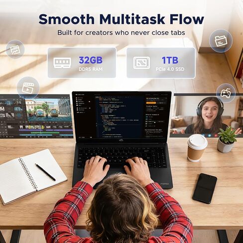NIMO 17.3" FHD AI-Ready-Laptop, R7 8745HS 8 Cores, 32GB DDR5, 1TB SSD in Kuwait