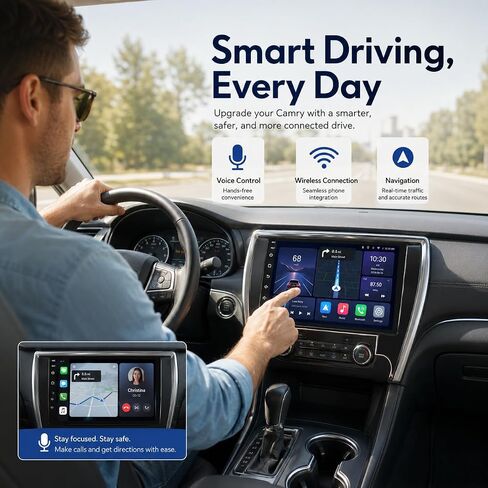 راديو سيارة 8 Core لسيارة Toyota Camry Radio 2015 2016 2017: Android 13 Stereo CarPlay/Android Auto 10 بوصة 1280 * 800 IPS شاشة لمس GPS 5GWiFi Bluetooth5.0 FM 36EQ SWC كاميرا احتياطية سبليتسكرين in Kuwait