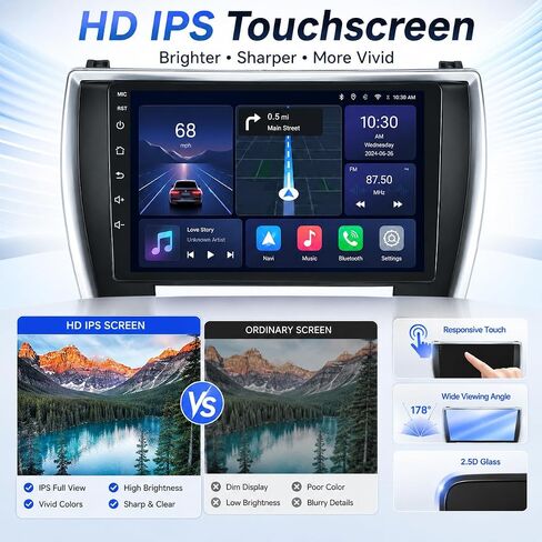 راديو سيارة 8 Core لسيارة Toyota Camry Radio 2015 2016 2017: Android 13 Stereo CarPlay/Android Auto 10 بوصة 1280 * 800 IPS شاشة لمس GPS 5GWiFi Bluetooth5.0 FM 36EQ SWC كاميرا احتياطية سبليتسكرين in Kuwait