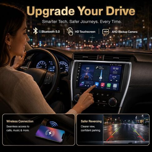 راديو سيارة 8 Core لسيارة Toyota Camry Radio 2015 2016 2017: Android 13 Stereo CarPlay/Android Auto 10 بوصة 1280 * 800 IPS شاشة لمس GPS 5GWiFi Bluetooth5.0 FM 36EQ SWC كاميرا احتياطية سبليتسكرين in Kuwait