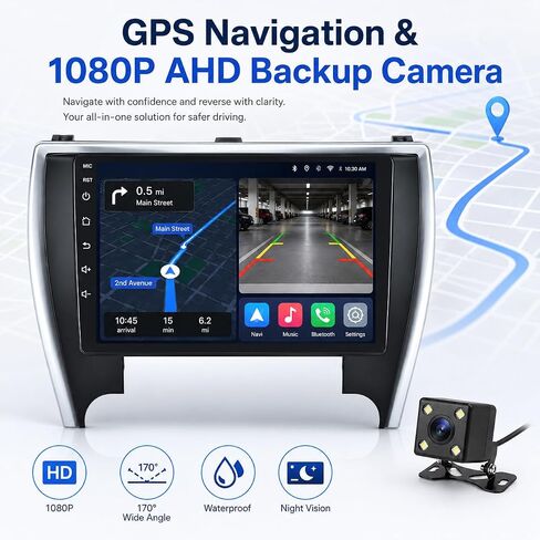 راديو سيارة 8 Core لسيارة Toyota Camry Radio 2015 2016 2017: Android 13 Stereo CarPlay/Android Auto 10 بوصة 1280 * 800 IPS شاشة لمس GPS 5GWiFi Bluetooth5.0 FM 36EQ SWC كاميرا احتياطية سبليتسكرين in Kuwait