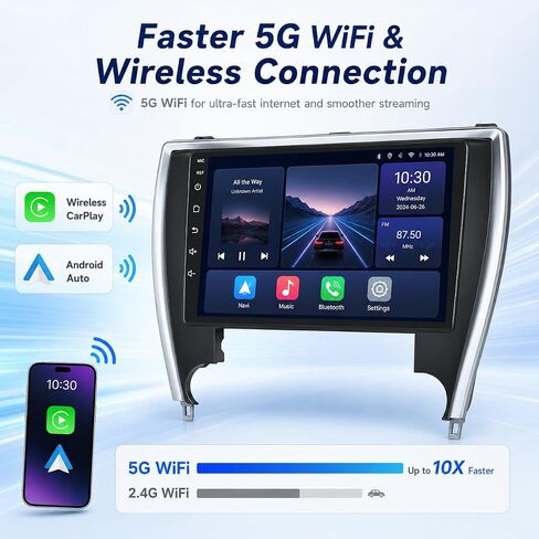راديو سيارة 8 Core لسيارة Toyota Camry Radio 2015 2016 2017: Android 13 Stereo CarPlay/Android Auto 10 بوصة 1280 * 800 IPS شاشة لمس GPS 5GWiFi Bluetooth5.0 FM 36EQ SWC كاميرا احتياطية سبليتسكرين in Kuwait