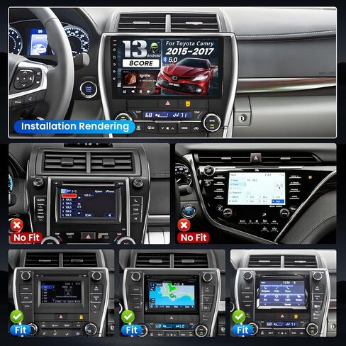 راديو سيارة 8 Core لسيارة Toyota Camry Radio 2015 2016 2017: Android 13 Stereo CarPlay/Android Auto 10 بوصة 1280 * 800 IPS شاشة لمس GPS 5GWiFi Bluetooth5.0 FM 36EQ SWC كاميرا احتياطية سبليتسكرين in Kuwait