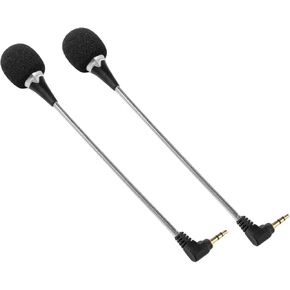 balacoo 2pcs Mini Microphone for Computer and Laptop, High Sensitivity Condenser Mic with 360° Bendable Metal Gooseneck, Compact Silver Recording Microphone for Travel and Studio Use in Saudi Arabia