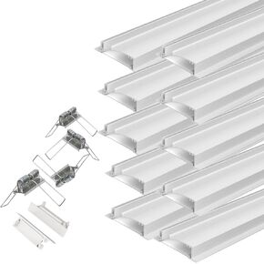 WIRED4SIGNS Flat8 5 حزمة 2 متر مجموعة قنوات LED للإضاءة غير المباشرة مع أغطية نهاية الناشر الأبيض العقيق ومشابك زنبركية لجدار السقف الجصي بشريط LED 8 مم in Saudi Arabia