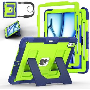Case for iPad Air 13 Inch Case M4 2026/M3 2025/ M2 2024, Auorld for iPad Air 13 Inch Case M4 2026 Case Full Body Rugged Shockproof Cases with Kickstand Pencil Holder Shoulder Strap, Pink Rose in Saudi Arabia