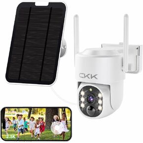 [6LED Floodlight] 2.5K Solar Camera Outdoor, 360° View Pan/Tilt WiFi Camera, Battery PTZ Security Camera Wireless, Color Night Vision, PIR Motion Detection, 2-Way Audio, Compatible with Alexa, C202 in Saudi Arabia