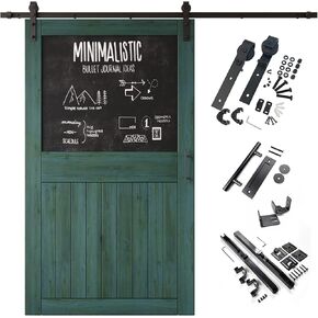 Royal Pine 26x84 in. Sliding Barn Door, Half Chalkboard Design,Assembly Required, Finished Sliding Barn Door, with 4.5 ft Single Door Hardware Kit, Interior Use in Kuwait