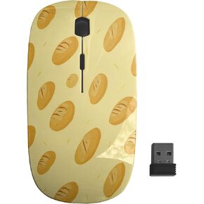Planetar Cartoon Baguettes Bread Rolls Pattern, USB Optical Wireless Mouse, Ergonomic Slim Desktop Laptop Mice for Kids in Saudi Arabia