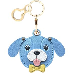 BORKUANA PU Leather Keychain holder Protective Case Compatible with AirTag in Saudi Arabia