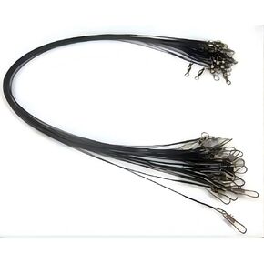 HIGHROCK Stainless Steel Fishing Leaders, 24-Pack, Black, 12 Inches, 30 LBS Test, with Snap and Swivel in Saudi Arabia