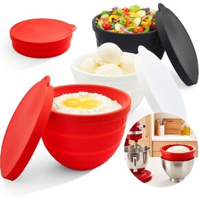 3 Pack Silicone Bowl Liners with Lids for KitchenAid 5QT Tilt Head Mixer, Collapsible Food-Grade Bowl Inserts, Thick Heat/Cold Resistant Silicone Mixing Bowl Liners in Kuwait