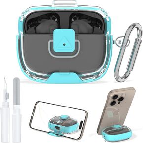for JBL Vibe Beam/JBL Vibe Beam 2/JBL Vibe 200TWS Clear Case Cover with Cleaner kit, Secure Lock & Phone Stand Design Protective Cover with JBL Vibe Beam/Beam 2/200TWS with Carabiner-Pink in Saudi Arabia