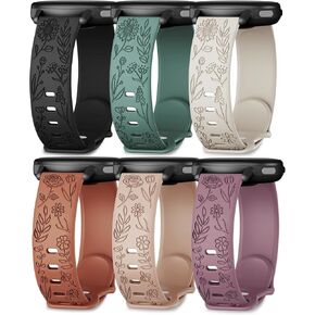 22mm Engraved Silicone Band Compatible with Garmin Venu 2 /Venu 3/Vivoactive 4/Venu 4 45mm Watch Band, 6 Pack Soft Sunflower Rose Floral Strap for Forerunner 570-47mm/265/255 Women Men in Saudi Arabia