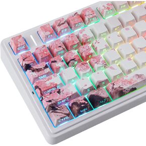 Tsungup PBT Keycaps Cherry Blossom Keycap Set-Sakura Pink Keycaps 131 Keys in Saudi Arabia