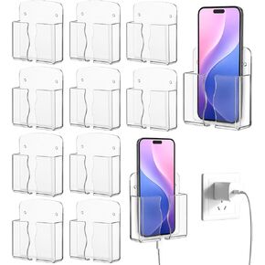 10 Pack Clear Wall Mount Phone Holder with Charging Hole in Saudi Arabia