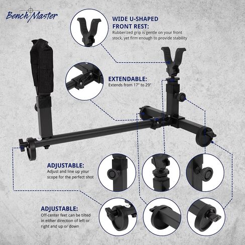 BenchMaster Perfect Shot Shooting Rest | Ambidextrous All Metal Rifle & Shotgun Shooting Rest for Outdoor Shooting Range | Bench Rest for Shooting | BMPSSR , Black , 3.40 x 19.50 x 5.60 in in Saudi Arabia