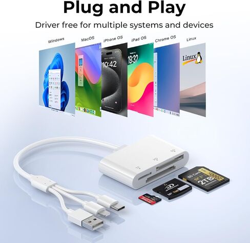 xD Card Reader, 3 in 1 SD/TF/XD Card Adapter in Saudi Arabia