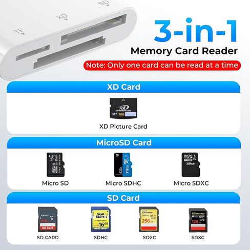 xD Card Reader, 3 in 1 SD/TF/XD Card Adapter in Saudi Arabia