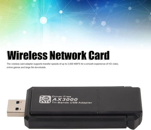 USB Adapter for PC, 4G 5G 6G Tri Band 6E High Speed Network Card Adapter, Portable Compact Network Card Suitable for 10 11 System in Kuwait