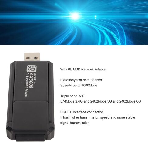 USB Adapter for PC, 4G 5G 6G Tri Band 6E High Speed Network Card Adapter, Portable Compact Network Card Suitable for 10 11 System in Kuwait
