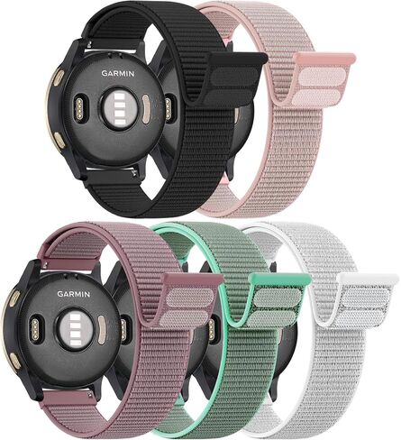 5 Pack Nylon Loop Sport Band Compatible with Garmin Venu 4 45mm/Vivoactive 4/Venu 2/Venu 3,22mm Breathable Soft Band Adjustable Watch Straps for Garmin Forerunner 255/265/745/955/965 Women Men in Kuwait