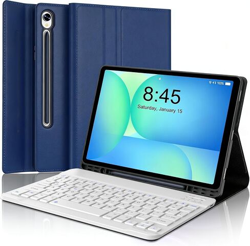Keyboard Case for Samsung Galaxy Tab S10 Lite/S10 FE/S9 FE 5G 10.9 inch- Rechargeable, Detachable Wireless Bluetooth Keyboard - Folio Smart Leather Cover with S Pen Holder for Galaxy Tab S9/S8 - Navy in Kuwait