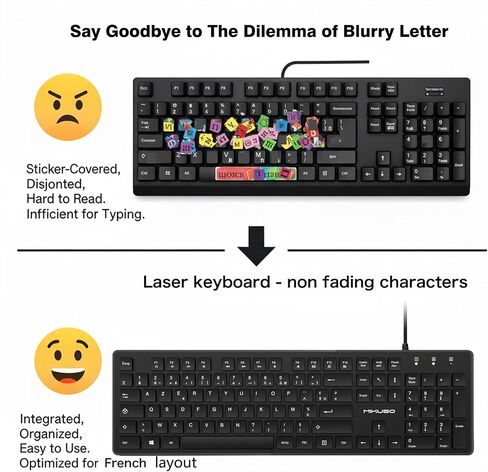 French AZERTY Keyboard Wired USB for Computer Laptop PC in Kuwait