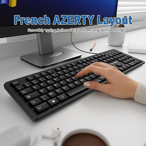 French AZERTY Keyboard Wired USB for Computer Laptop PC in Kuwait