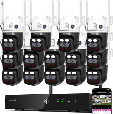 XMARTO 6MP Tri-Lens PTZ WiFi6 Security Camera System, 14-Cam 16CH 4K NVR in Saudi Arabia