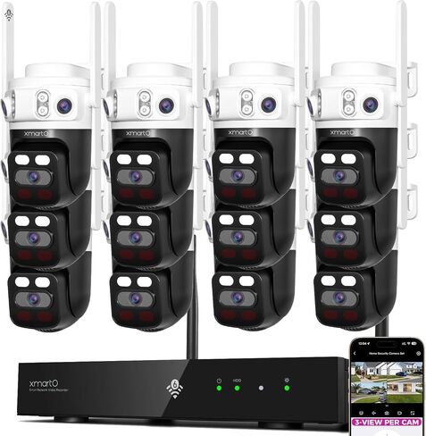 XMARTO 6MP Tri-Lens PTZ WiFi6 Security Camera System, 12-Cam 16CH 4K NVR in Saudi Arabia