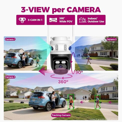 XMARTO 6MP Tri-Lens PTZ WiFi6 Security Camera System, 12-Cam 16CH 4K NVR in Saudi Arabia