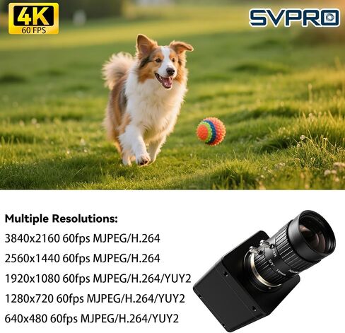 SVPRO 4K 60fps USB 3.0 Camera, USB3.0 & HDMI Dual Output, CS-Mount 16mm Manual Lens, Ultra Wide Angle IMX678 Low Light UVC Webcam for Windows, Linux, MacOS, Android in Kuwait