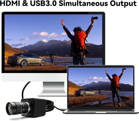 SVPRO 4K 60fps USB 3.0 Camera, USB3.0 & HDMI Dual Output, CS-Mount 16mm Manual Lens, Ultra Wide Angle IMX678 Low Light UVC Webcam for Windows, Linux, MacOS, Android in Kuwait