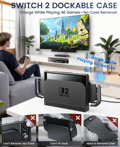 for Switch 2 Dockable Case,[Easy Pop-up Joy-Con Quick Release][Kickstand Compatible]Hard Shell for Switch 2 Console,Protective Cover with Ergonomic Grip,Military-Grade Protection in Saudi Arabia