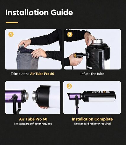 Flynoodle Air Tube Pro 60 Inflatable Softbox with Portable Air Pump, 60cm Fast Setup Bowens Mount, 210° Wide Beam for Flash/LED Light (500W), Lightweight Portable Deep Parabolic Soft Box in Saudi Arabia