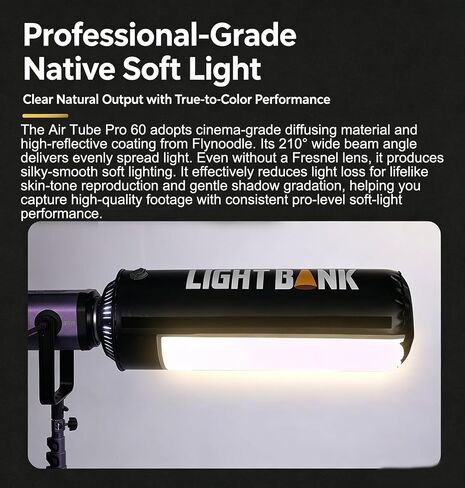 Flynoodle Air Tube Pro 60 Inflatable Softbox with Portable Air Pump, 60cm Fast Setup Bowens Mount, 210° Wide Beam for Flash/LED Light (500W), Lightweight Portable Deep Parabolic Soft Box in Saudi Arabia