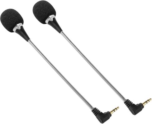 balacoo 2pcs Mini Microphone for Computer and Laptop, High Sensitivity Condenser Mic with 360° Bendable Metal Gooseneck, Compact Silver Recording Microphone for Travel and Studio Use in Saudi Arabia