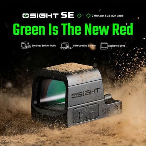 OSIGHT SE 2 MOA Dot & 32 MOA Circle Dual Reticle Green Dot Sight Bundled with OSIGHT RMR to RMSc Adapter Plate for RMR Slide Cut in Saudi Arabia