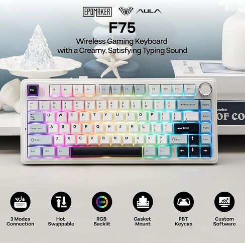 EPOMAKER x Aula F75 Gasket Mechanical Keyboard+NEX Lite Wireless Gaming Mouse w/Screens & RGB Charging Dock in Saudi Arabia