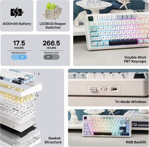 EPOMAKER x Aula F75 Gasket Mechanical Keyboard+NEX Lite Wireless Gaming Mouse w/Screens & RGB Charging Dock in Saudi Arabia