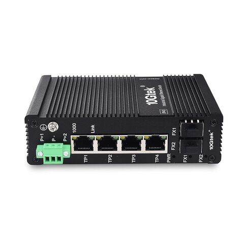 10Gtek Industrial IP40, 6-Port Gigabit Ethernet Switch (w/20-km SFP transceiver), G0204i, DIN-Rail Mount (Power Supply is not Included) in Kuwait
