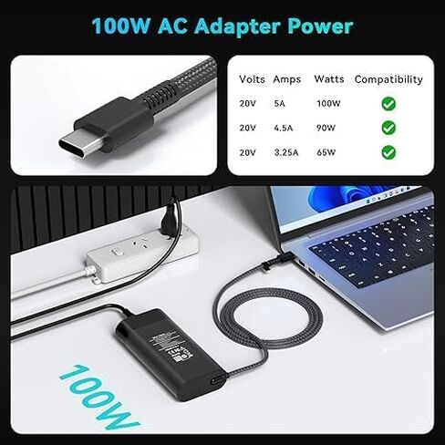 شاحن كمبيوتر محمول USB C بقدرة 100 واط متوافق مع HP Pavilion Plus 14 14-ew1010nr in Kuwait