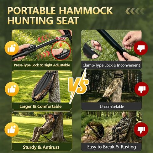 Portable Hunting Seat, Adustable Hammock Hunting Chair for Ground Hunts in Saudi Arabia