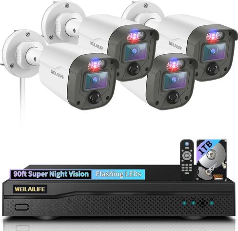 【90ft Super Night Vision】 5MP Outdoor Wired Security Camera System in Kuwait