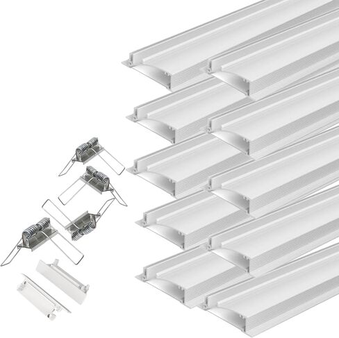 WIRED4SIGNS Flat8 5 حزمة 2 متر مجموعة قنوات LED للإضاءة غير المباشرة مع أغطية نهاية الناشر الأبيض العقيق ومشابك زنبركية لجدار السقف الجصي بشريط LED 8 مم in Saudi Arabia
