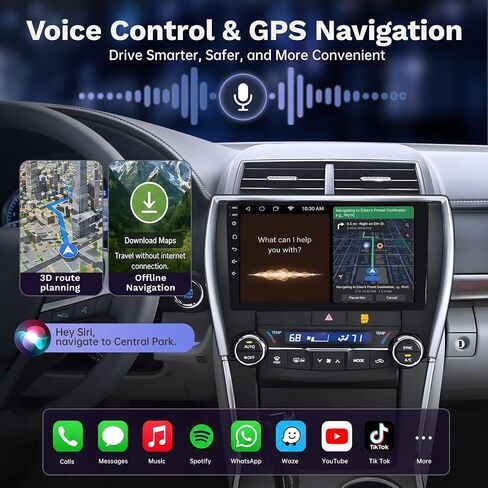 8Core Car Radio for Toyota Camry 2015 2016 2017 Upgrade: 10.1" Touchscreen 1280 * 800 Head Unit Stereo Carplay Android Auto, 36EQ, Bluetooth 5.0, GPS, Backup Camera FM/SWC, Split Screen in Saudi Arabia
