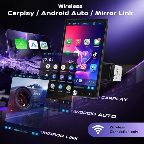 10.4 Inch Single Din Car Stereo Wireless Carplay Android Auto Mirror Link, FM/RDS, USB/AUX/TF SWC, Backup Camera, Vertical Screen Car Radio Touchscreen Bluetooth Car Multimedia MP5 Single Din in Saudi Arabia