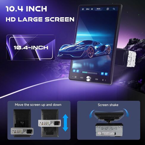 10.4 Inch Single Din Car Stereo Wireless Carplay Android Auto Mirror Link, FM/RDS, USB/AUX/TF SWC, Backup Camera, Vertical Screen Car Radio Touchscreen Bluetooth Car Multimedia MP5 Single Din in Saudi Arabia
